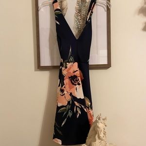 Halter Top Floral Dress with Low Back